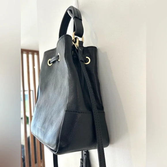 DIVINA FIRENZE Black Leather Tassel Bucket Bag | Small/Mini | Made in Italy - Picture 5 of 9